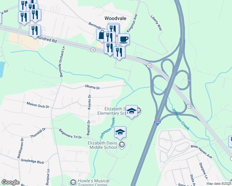 map of restaurants, bars, coffee shops, grocery stores, and more near 746 Koyoto Court in Chester