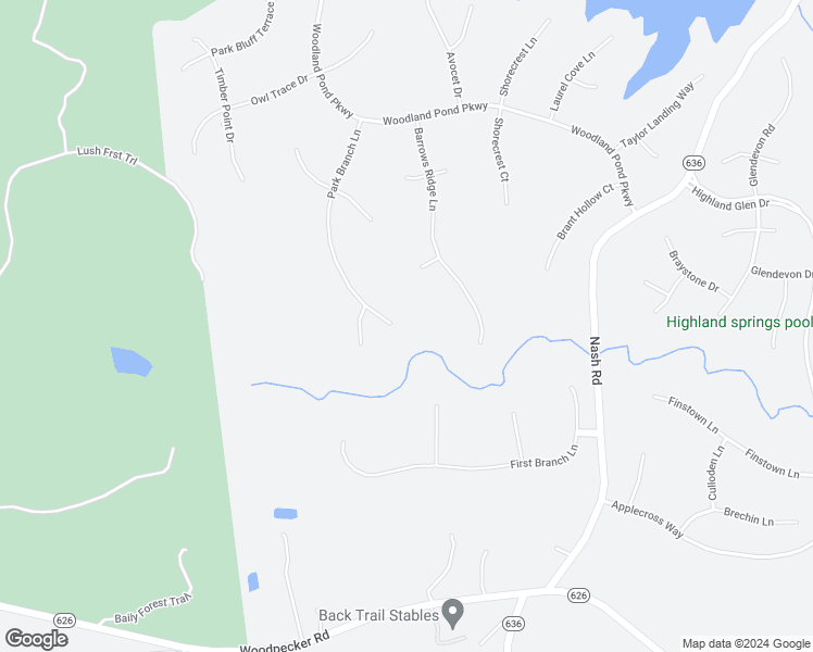 map of restaurants, bars, coffee shops, grocery stores, and more near 11613 Park Branch Lane in Chesterfield
