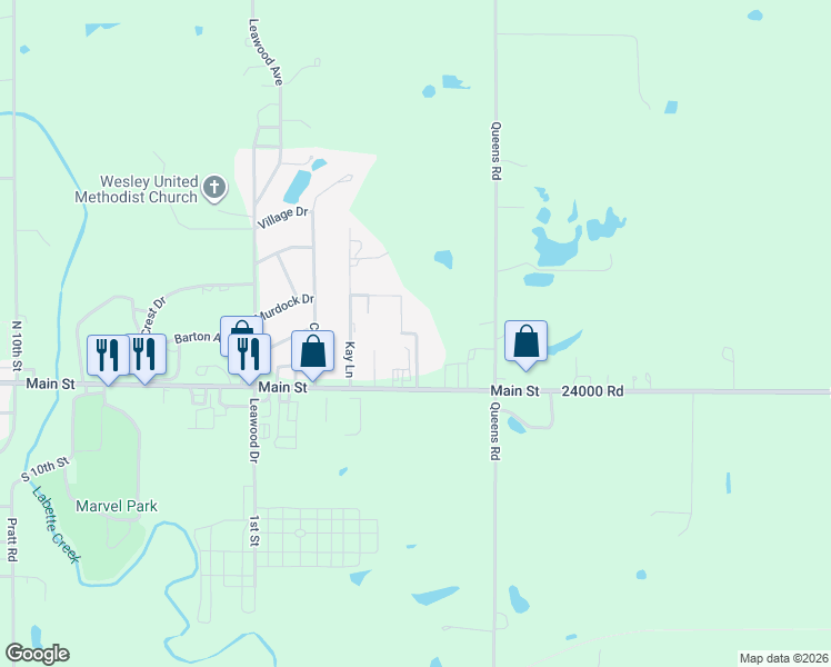 map of restaurants, bars, coffee shops, grocery stores, and more near 100 McKnight Drive in Parsons