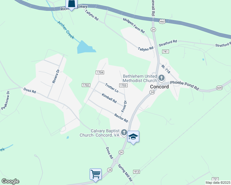 map of restaurants, bars, coffee shops, grocery stores, and more near 72 Trotter Lane in Concord