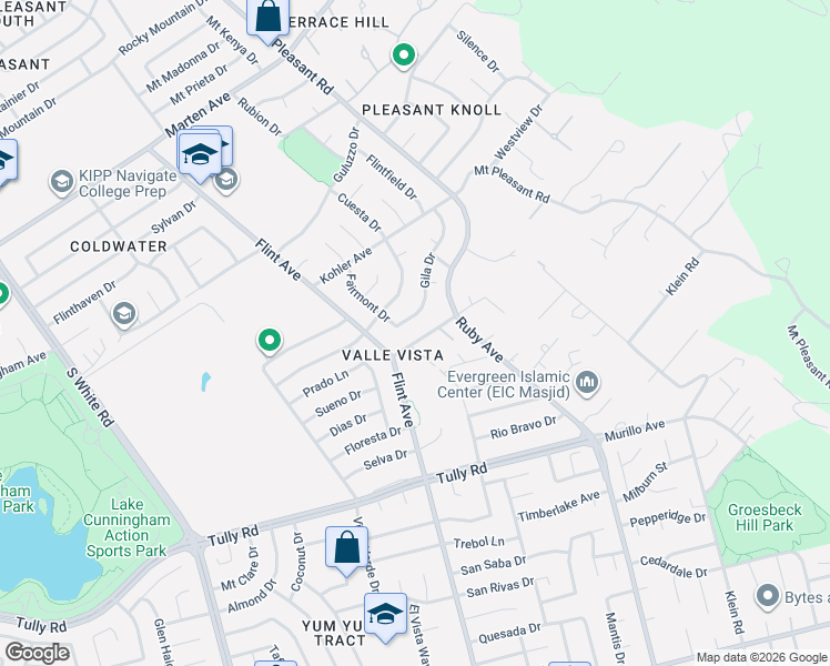 map of restaurants, bars, coffee shops, grocery stores, and more near 3427 Gila Drive in San Jose