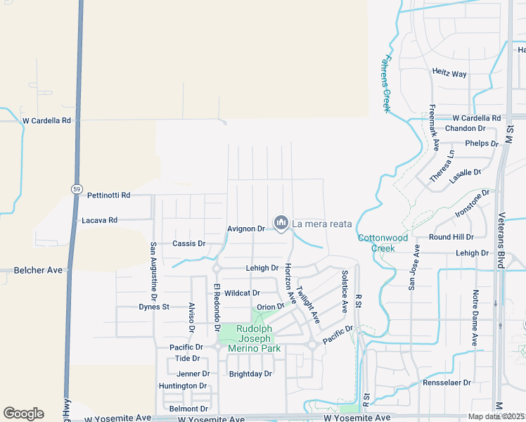 map of restaurants, bars, coffee shops, grocery stores, and more near 4033 Sisteron Court in Merced
