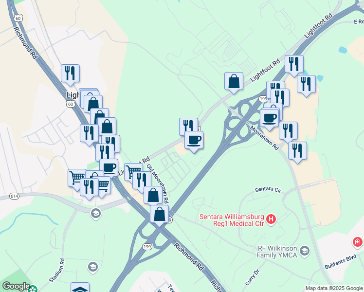 map of restaurants, bars, coffee shops, grocery stores, and more near 312 State Route 646 in Williamsburg