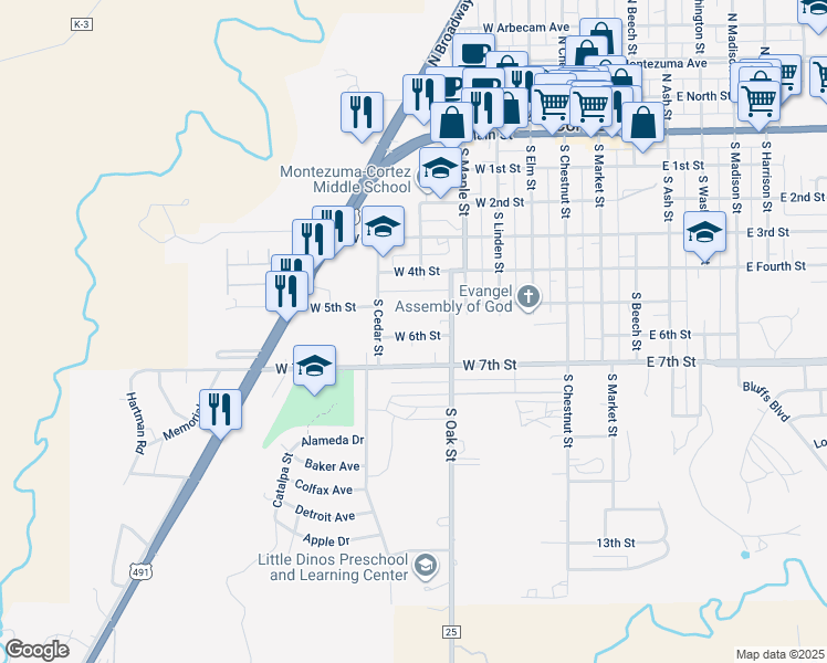 map of restaurants, bars, coffee shops, grocery stores, and more near 510 West 6th Street in Cortez