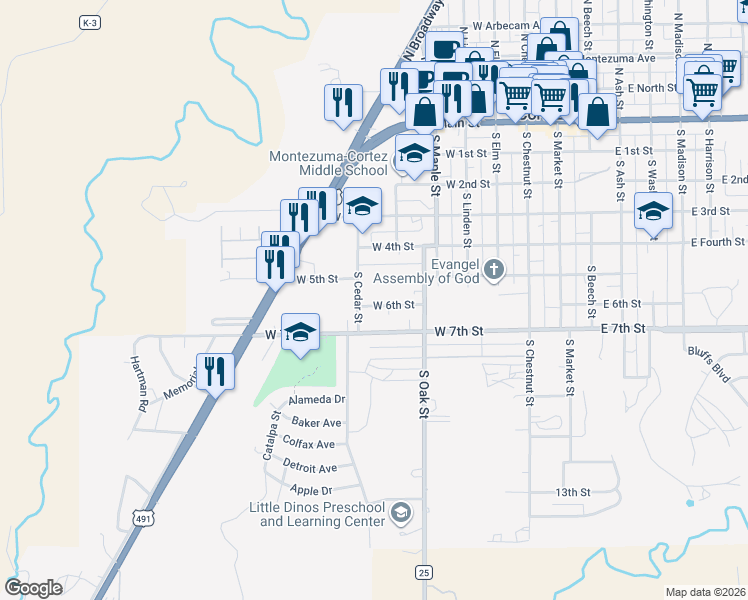 map of restaurants, bars, coffee shops, grocery stores, and more near 510 West 6th Street in Cortez