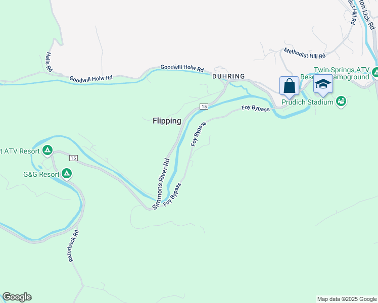map of restaurants, bars, coffee shops, grocery stores, and more near 638 Foy Bypass in Bluefield