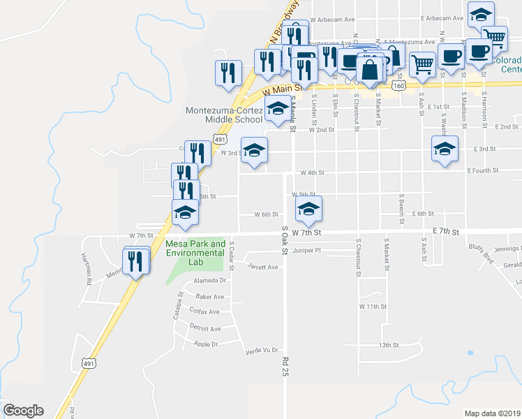 map of restaurants, bars, coffee shops, grocery stores, and more near 510 West 6th Street in Cortez