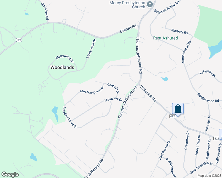 map of restaurants, bars, coffee shops, grocery stores, and more near 1124 Charmin Drive in Forest