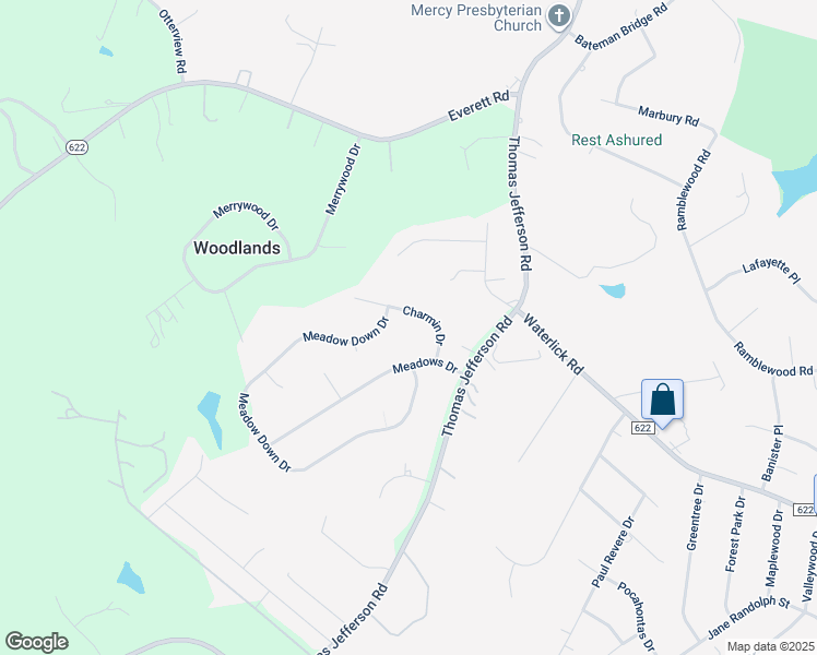 map of restaurants, bars, coffee shops, grocery stores, and more near 1140 Charmin Drive in Forest