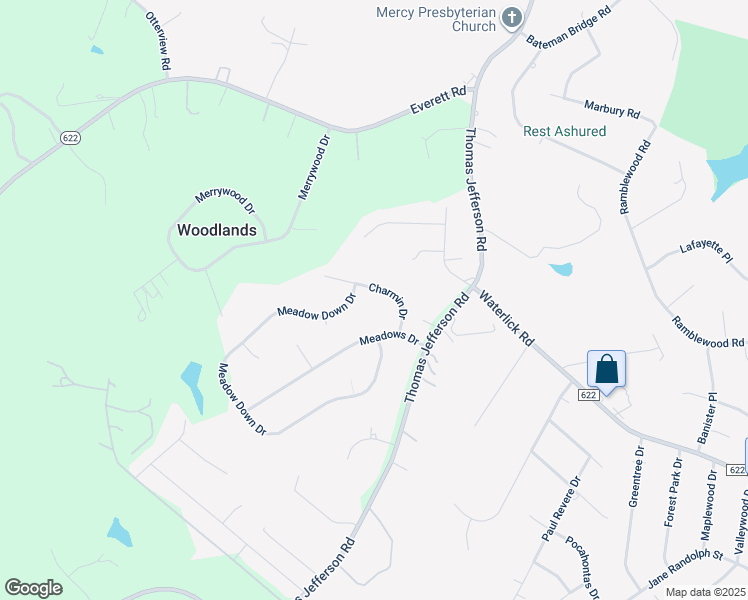 map of restaurants, bars, coffee shops, grocery stores, and more near 1140 Charmin Drive in Forest