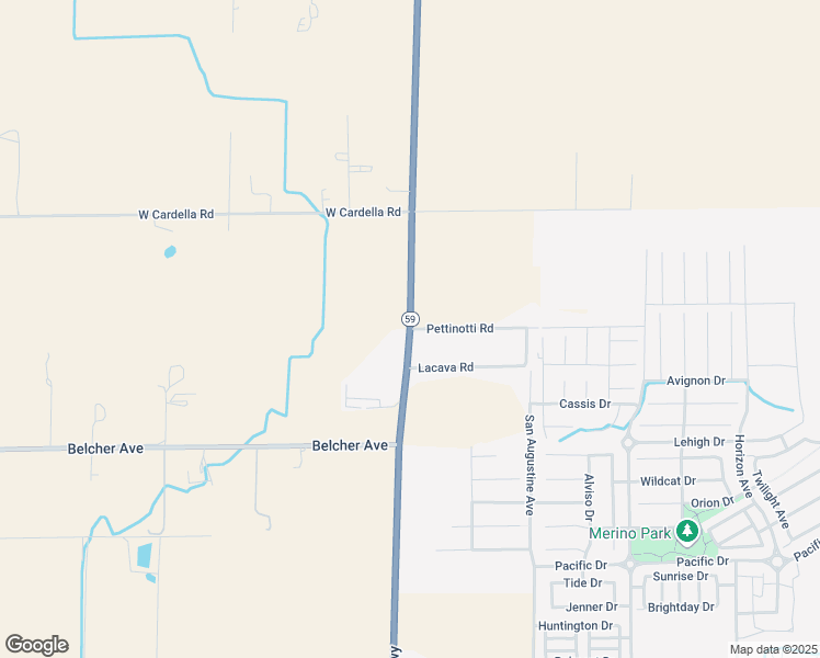 map of restaurants, bars, coffee shops, grocery stores, and more near North State Highway 59 in Merced