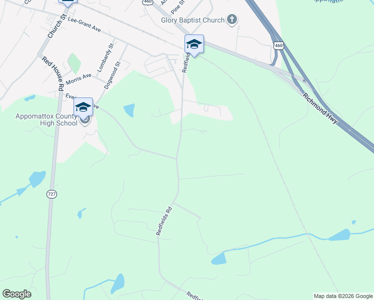 map of restaurants, bars, coffee shops, grocery stores, and more near State Route 635 in Appomattox