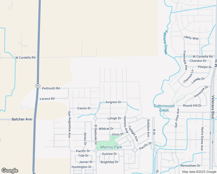 map of restaurants, bars, coffee shops, grocery stores, and more near 4116 Clary Court in Merced