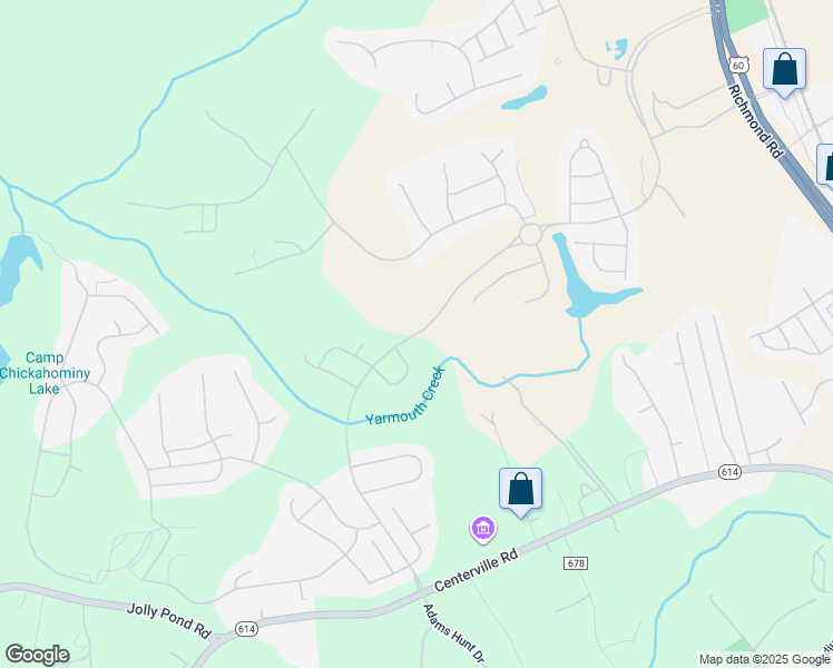 map of restaurants, bars, coffee shops, grocery stores, and more near Colonial Heritage Boulevard in Williamsburg