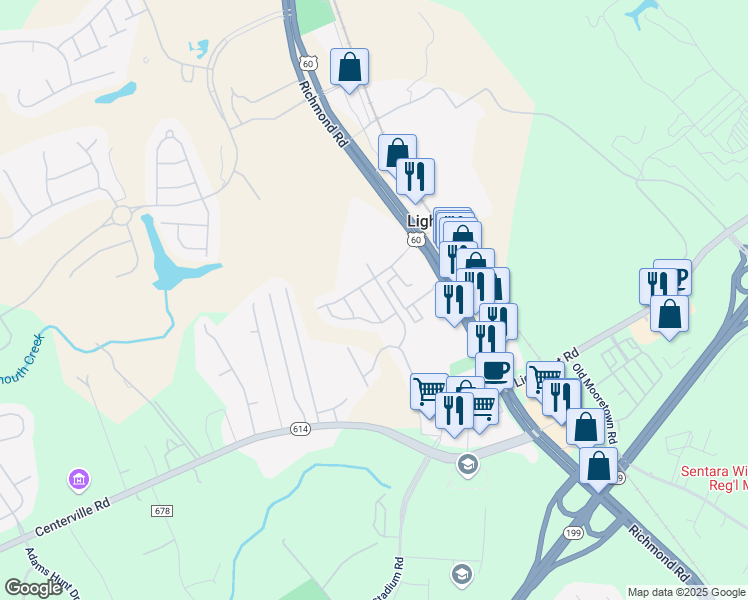 map of restaurants, bars, coffee shops, grocery stores, and more near 6519 Continental Street in Williamsburg