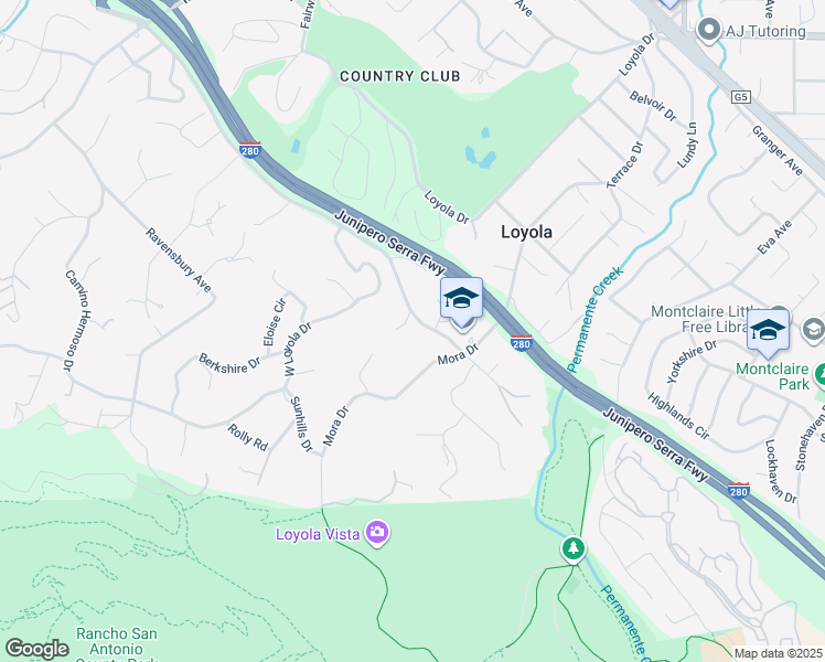 map of restaurants, bars, coffee shops, grocery stores, and more near 11027 Eastbrook Avenue in Los Altos