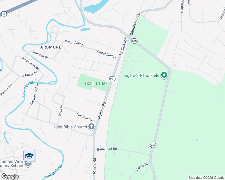 map of restaurants, bars, coffee shops, grocery stores, and more near 5681 Hollins Road in Hollins