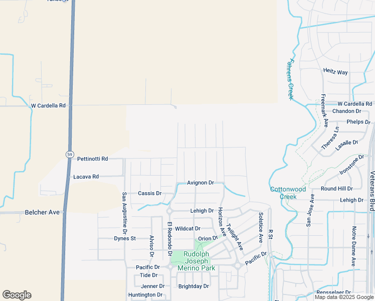 map of restaurants, bars, coffee shops, grocery stores, and more near 4096 Toulon Court in Merced