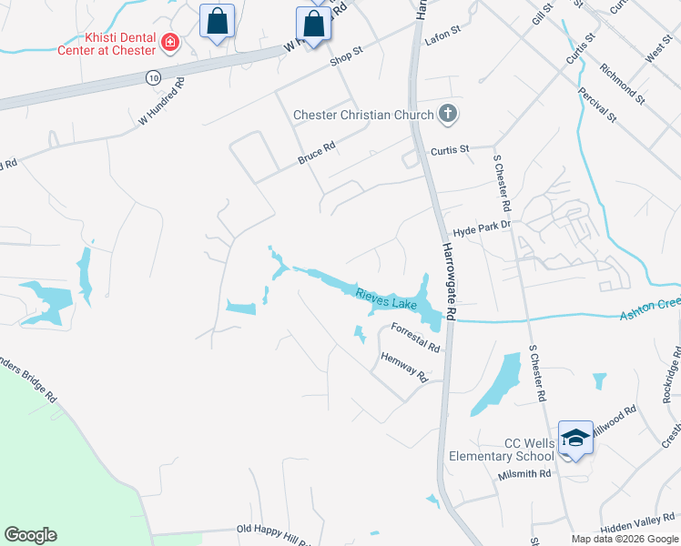map of restaurants, bars, coffee shops, grocery stores, and more near 4724 Rieves Pond Drive in Chester