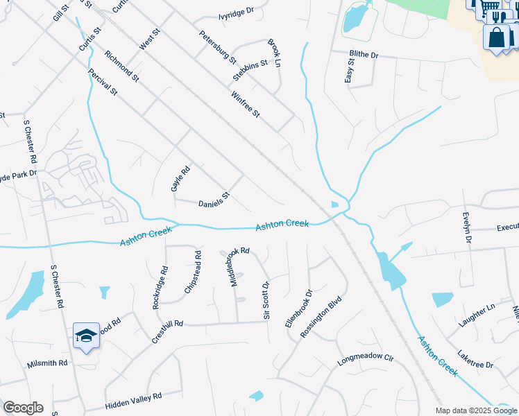 map of restaurants, bars, coffee shops, grocery stores, and more near 12933 Percival Street in Chester