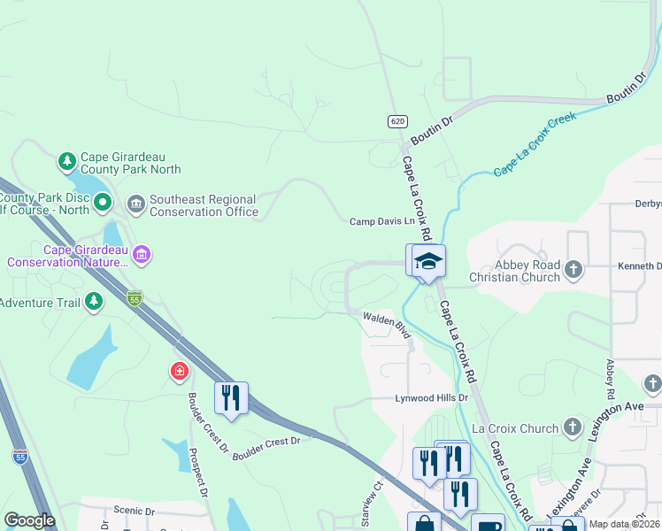 map of restaurants, bars, coffee shops, grocery stores, and more near 2981 Pine Hill Spur in Cape Girardeau