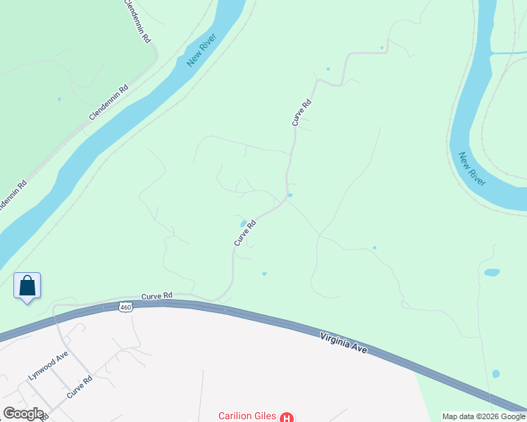 map of restaurants, bars, coffee shops, grocery stores, and more near 2098 Curve Road in Pearisburg