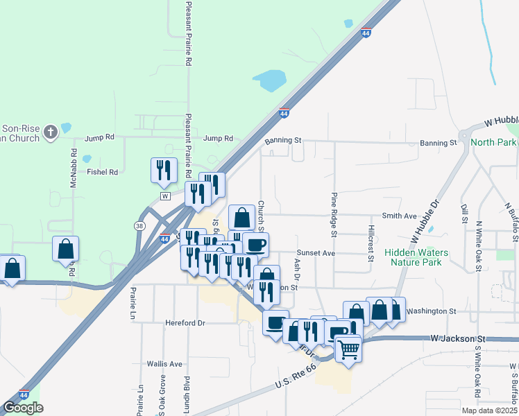 map of restaurants, bars, coffee shops, grocery stores, and more near 514 Church Street in Marshfield