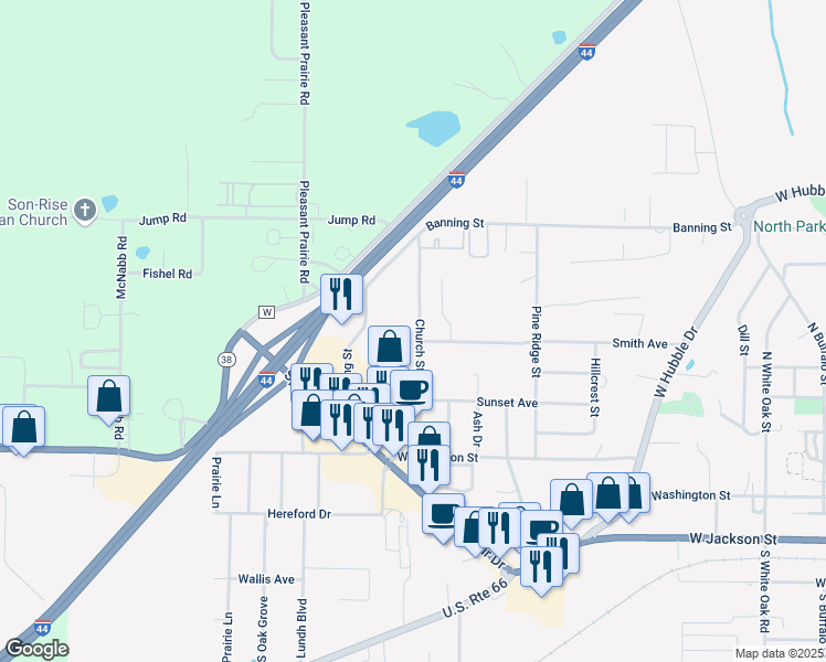 map of restaurants, bars, coffee shops, grocery stores, and more near 514 Church Street in Marshfield
