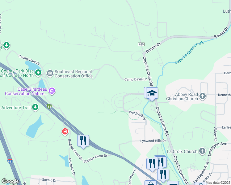 map of restaurants, bars, coffee shops, grocery stores, and more near 2981 Pine Hill Spur in Cape Girardeau