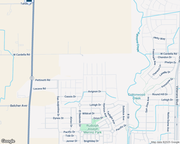 map of restaurants, bars, coffee shops, grocery stores, and more near 4119 Anise Court in Merced