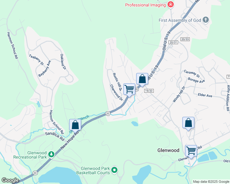 map of restaurants, bars, coffee shops, grocery stores, and more near 192 Charwood Drive in Princeton