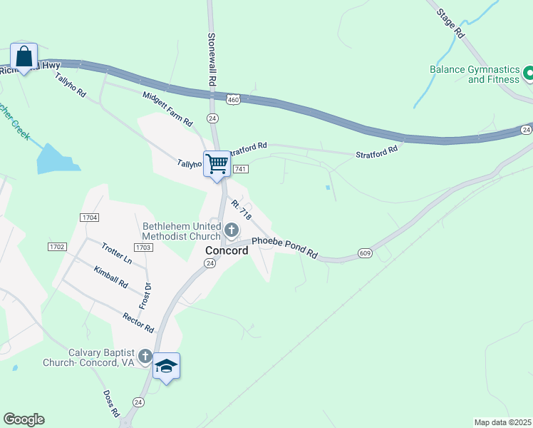 map of restaurants, bars, coffee shops, grocery stores, and more near 142 Birchtree Lane in Concord