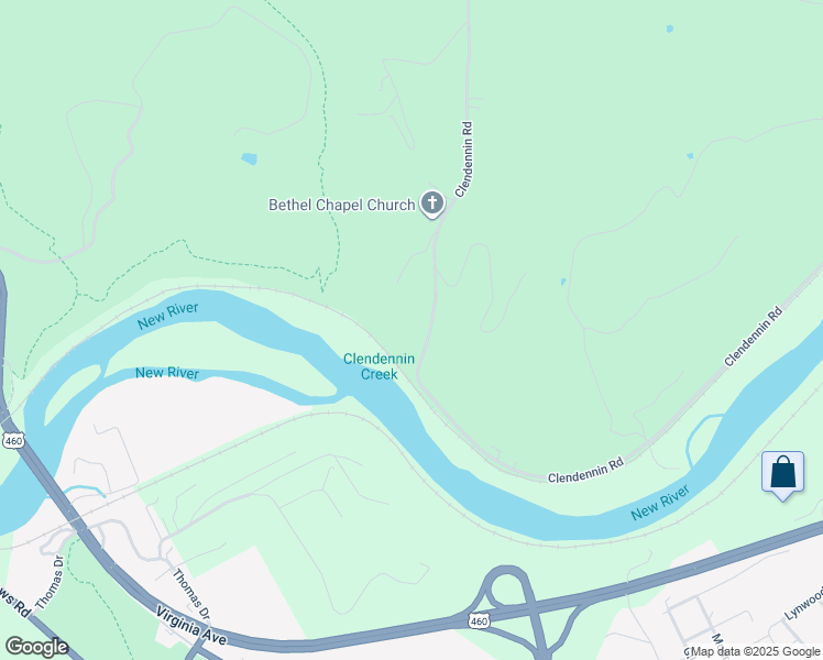 map of restaurants, bars, coffee shops, grocery stores, and more near 1287 Clendennin Road in Narrows