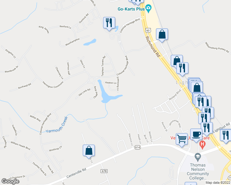 map of restaurants, bars, coffee shops, grocery stores, and more near 4305 Pond Street in Williamsburg