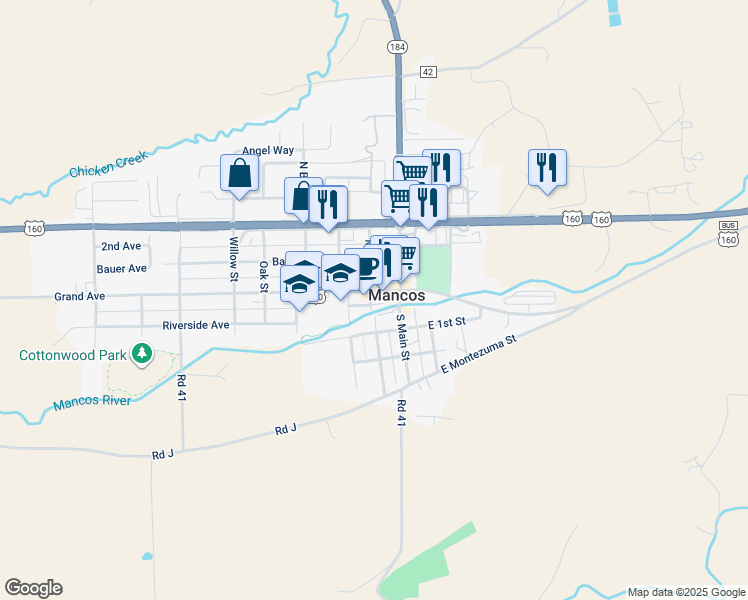 map of restaurants, bars, coffee shops, grocery stores, and more near in Mancos