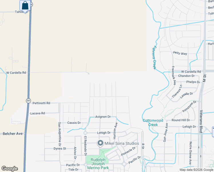 map of restaurants, bars, coffee shops, grocery stores, and more near 4094 Sisteron Court in Merced