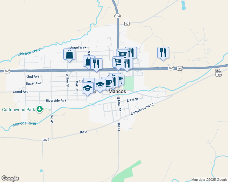 map of restaurants, bars, coffee shops, grocery stores, and more near in Mancos