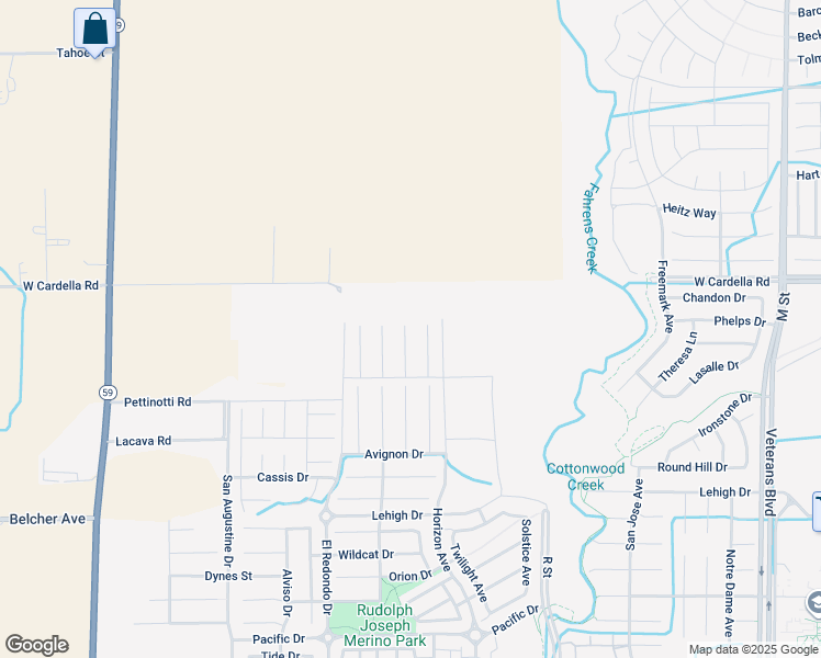 map of restaurants, bars, coffee shops, grocery stores, and more near 4191 Clary Court in Merced