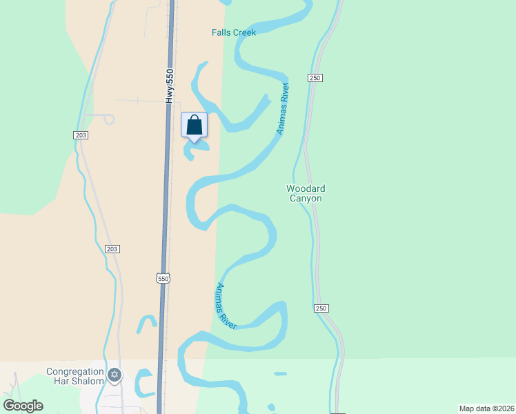 map of restaurants, bars, coffee shops, grocery stores, and more near 3705 County Road 250 in Durango