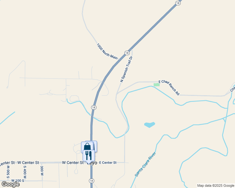 map of restaurants, bars, coffee shops, grocery stores, and more near 1 East Chad Ranch Road in Veyo