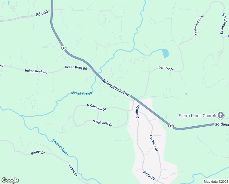 map of restaurants, bars, coffee shops, grocery stores, and more near 41092 California 49 in Oakhurst