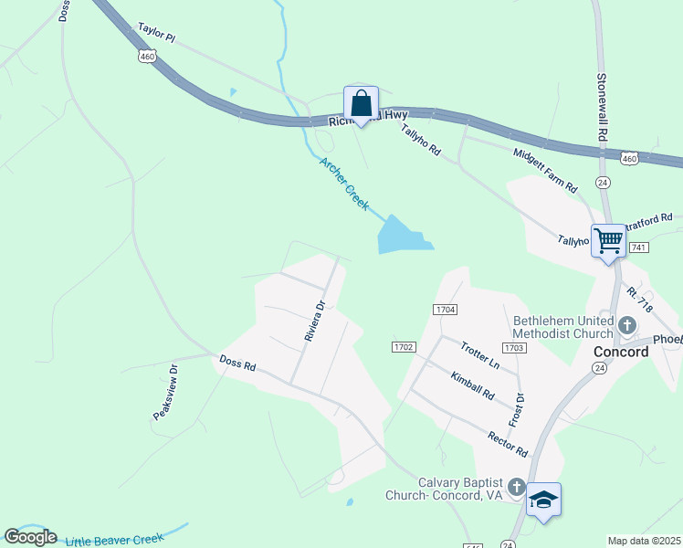 map of restaurants, bars, coffee shops, grocery stores, and more near 287-289 Riviera Dr in Concord