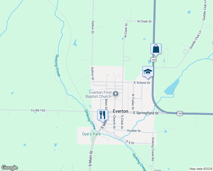 map of restaurants, bars, coffee shops, grocery stores, and more near Ash Street in Everton