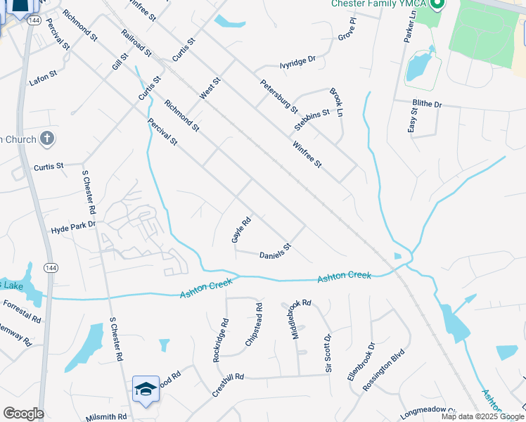 map of restaurants, bars, coffee shops, grocery stores, and more near 12801 Percival Street in Chester