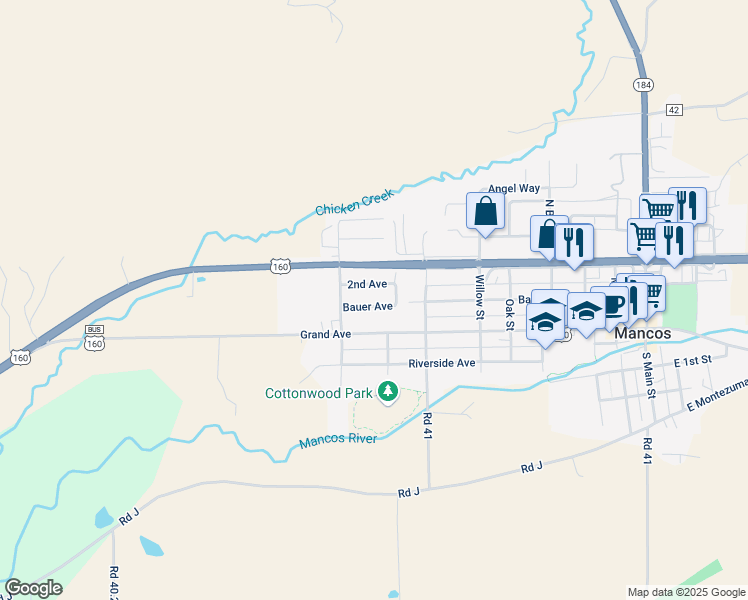 map of restaurants, bars, coffee shops, grocery stores, and more near 859 Bauer Ave in Mancos