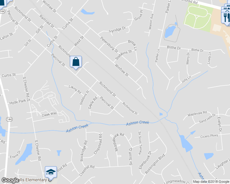 map of restaurants, bars, coffee shops, grocery stores, and more near 12757 Richmond Street in Chester