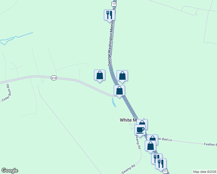map of restaurants, bars, coffee shops, grocery stores, and more near 6663 Hickory Fork Road in Gloucester County