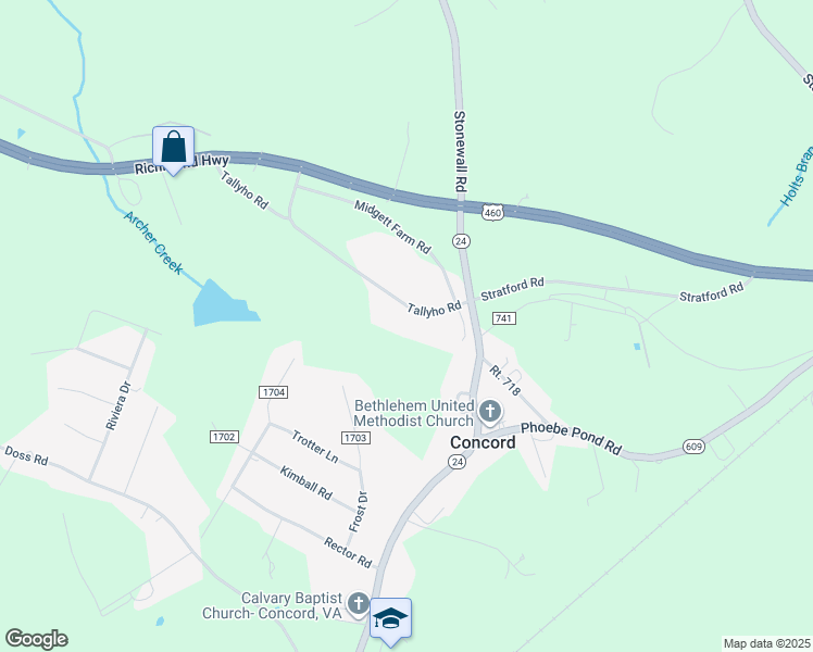 map of restaurants, bars, coffee shops, grocery stores, and more near 504-540 Tallyho Road in Concord