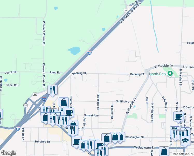 map of restaurants, bars, coffee shops, grocery stores, and more near 653 Pine Ridge Street in Marshfield