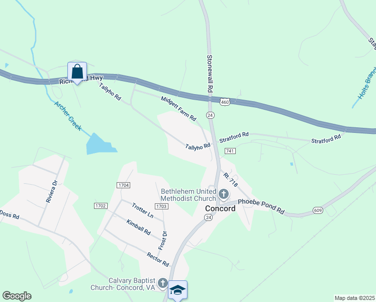 map of restaurants, bars, coffee shops, grocery stores, and more near 567 Tallyho Road in Concord